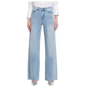 VERVET by Flying Monkey Super High Rise Clean Cut Raw Hem Wide Leg Jeans V2680N